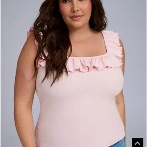 NWT torrid Sleeveless Ruffle Square-Neck Tank Top - Pink